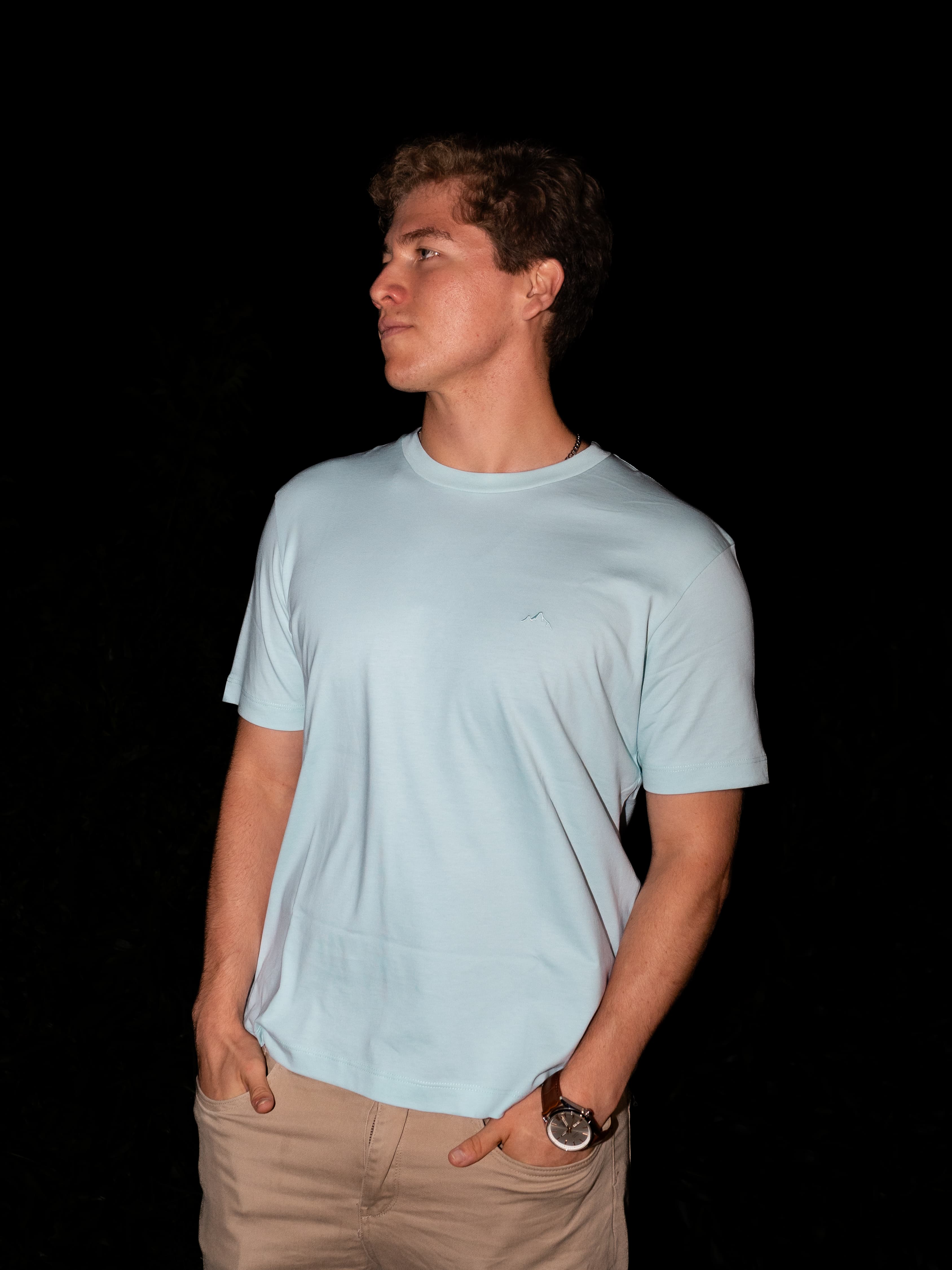Signature Fit en Azul Bebé — Polo Liso — quiet tone, diffused light